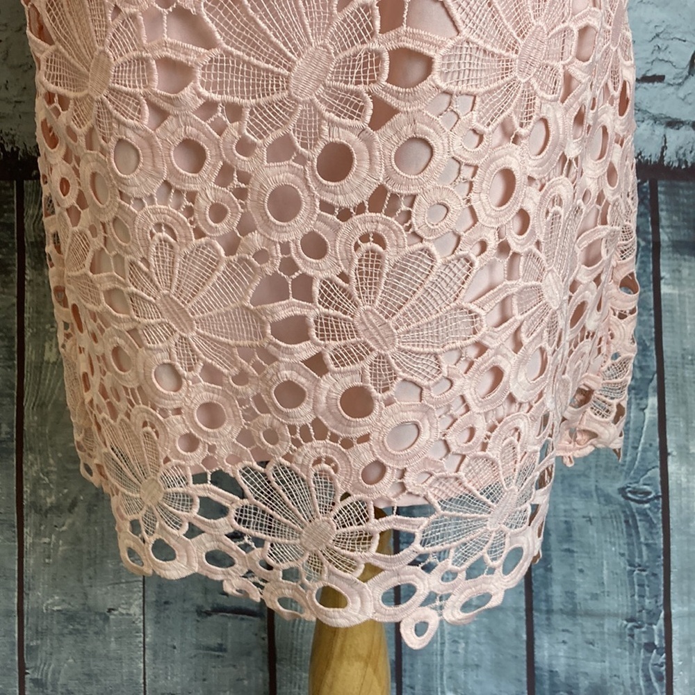 Nanette Lapore NWT lace dress tulip sleeve wedding baby shower barely blush pink - Picture 9 of 16